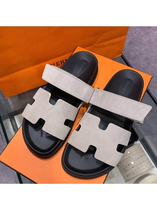 Men s Chypre Sandals Suede Gray - HERMES - BALAAN 1