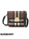 Women's Elizabethan Check Leather Medium Cross Bag Dark Birch Brown - BURBERRY - BALAAN 2