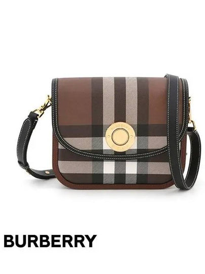 WoMen's Elizabethan Check Leather Medium Cross Bag Dark Birch Brown - BURBERRY - BALAAN 2