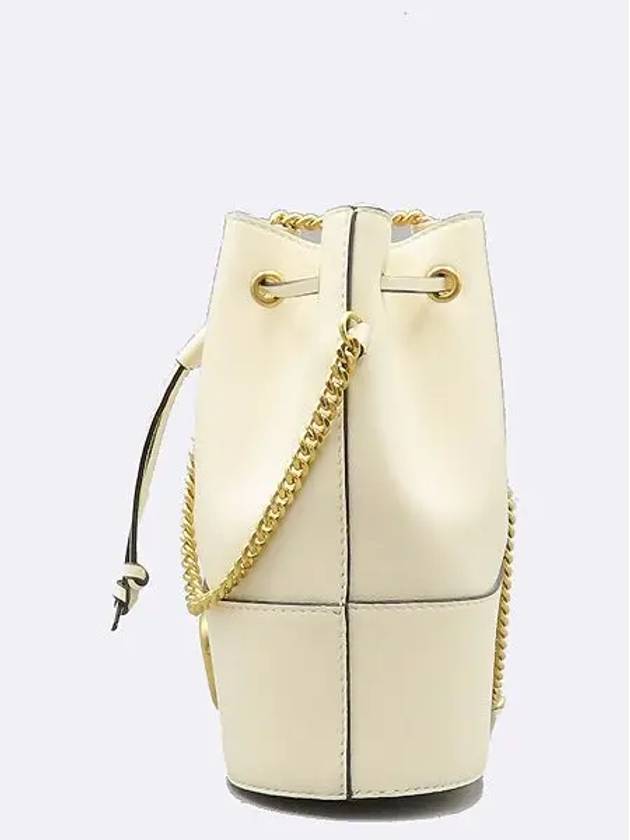 3W2P0T83HPF Ivory color leather V logo signature chain bucket cross bag - VALENTINO - BALAAN 3