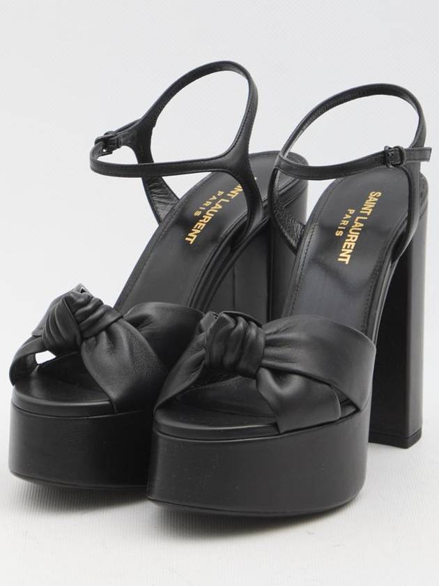 Bianca Black Leather Sandals - SAINT LAURENT - BALAAN 2