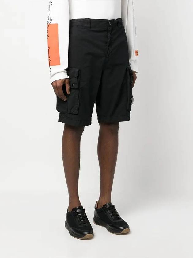 Stretch Cotton Cargo Shorts Black - CP COMPANY - BALAAN 5