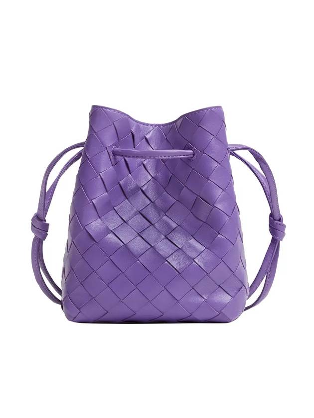 Small Metallic Stud Intrecciato Bucket Bag Purple - BOTTEGA VENETA - BALAAN.