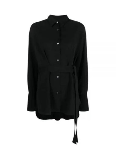 CONDELL TIE WAIST SHIRT DARKEST NAVY 1095 - STUDIO NICHOLSON - BALAAN 1