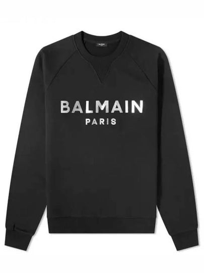 Paris Silver Logo Print Sweatshirt Black - BALMAIN - BALAAN 2