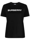 Logo Print Crew Neck Cotton Short Sleeve T-Shirt Black - BURBERRY - BALAAN 3