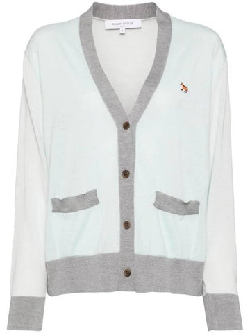 Maison Kitsune Baby Fox Patch Color Block Cardigan MW00505KT1036P305 - MAISON KITSUNE - BALAAN 1