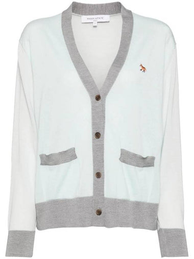 Baby Fox Patch Color Block Cardigan Peppermint - MAISON KITSUNE - BALAAN 1