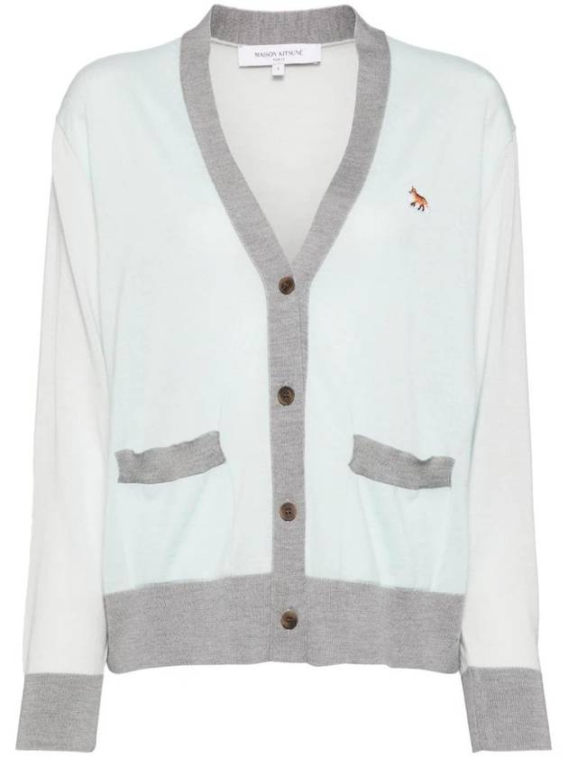 Baby Fox Patch Color Block Cardigan Peppermint - MAISON KITSUNE - BALAAN 1