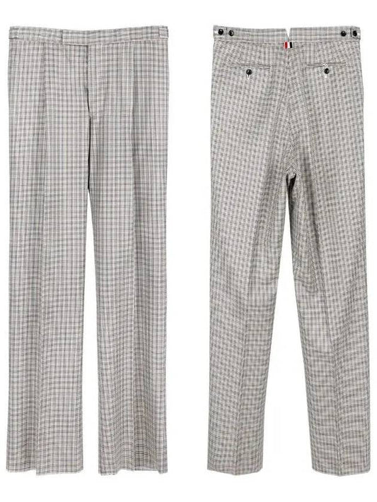 Men's Houndstooth Single Pleat Straight Pants - THOM BROWNE - BALAAN 1