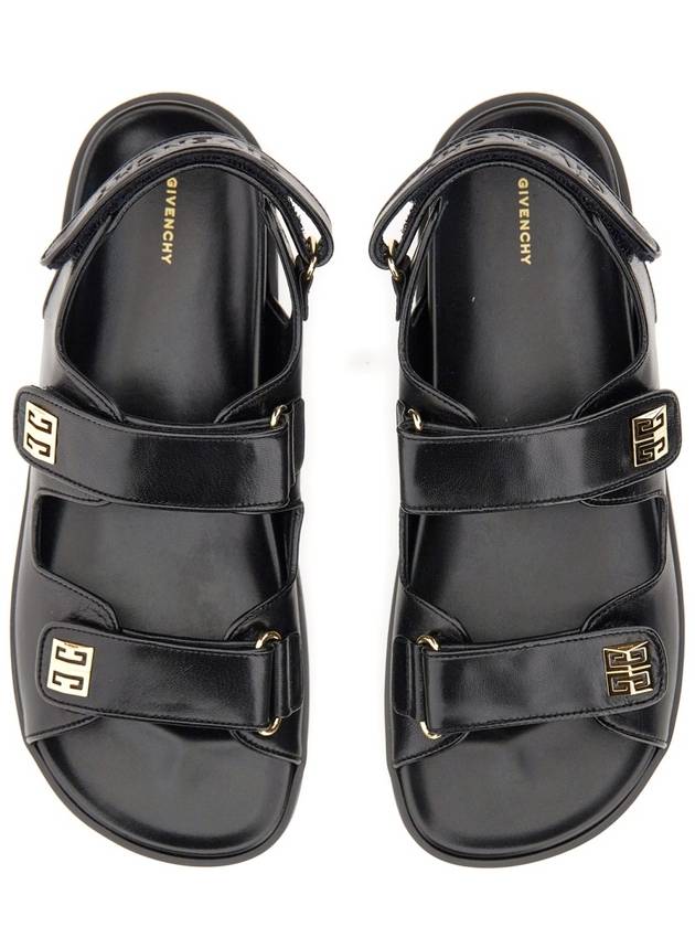 4G Strap Leather Flat Sandals Black - GIVENCHY - BALAAN 4