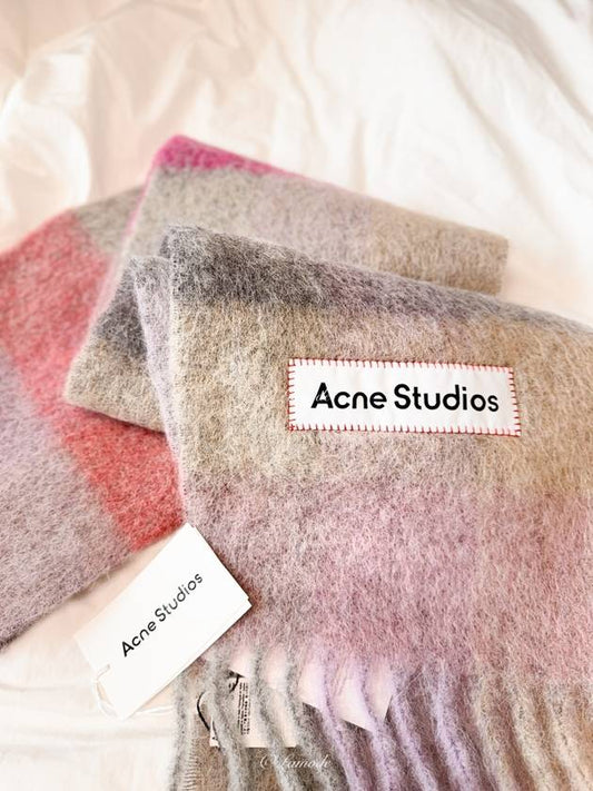 Check Mohair Muffler Fuchsia Lilac Pink - ACNE STUDIOS - BALAAN 2