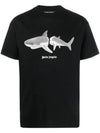 Shark Classic Short Sleeve T-Shirt Black - PALM ANGELS - BALAAN 1