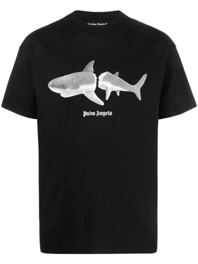 Shark Classic Short Sleeve T-Shirt Black - PALM ANGELS - BALAAN.