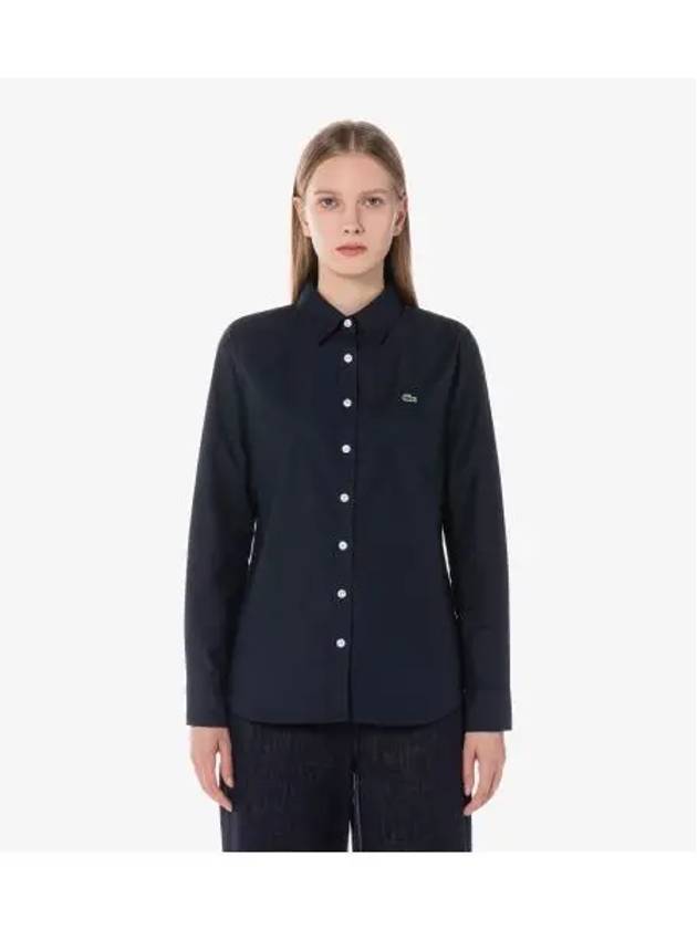 Women s Basic Oxford Stretch Shirt Dark Navy - LACOSTE - BALAAN 1