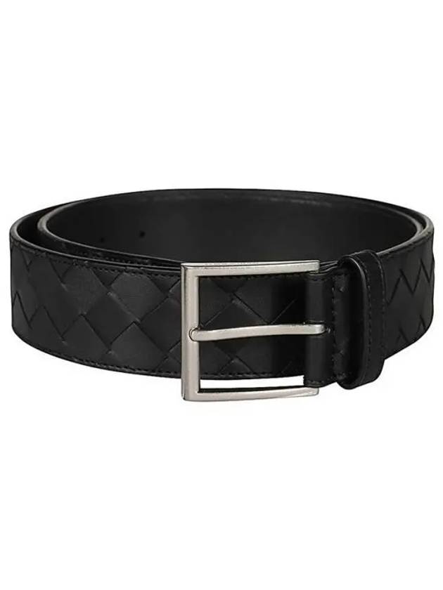 Intrecciato Buckle Leather Belt Black - BOTTEGA VENETA - BALAAN 2