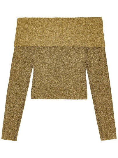 Sparkle Off  Shoulder Blouse Gold - GANNI - BALAAN 2