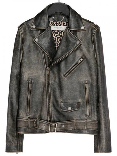 Animal Print Biker Jacket Black - GOLDEN GOOSE - BALAAN 1