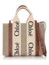 Woody Small Canvas Tote Bag White Brown Beige - CHLOE - BALAAN 3