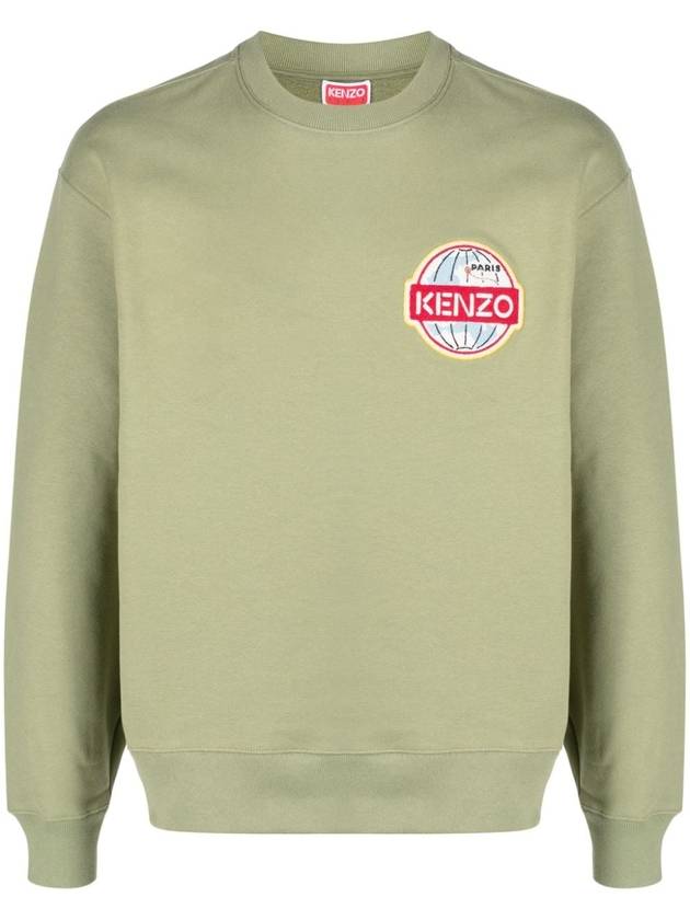 Men's Travel Logo Patch Cotton Sweatshirt Khaki - KENZO - BALAAN 2