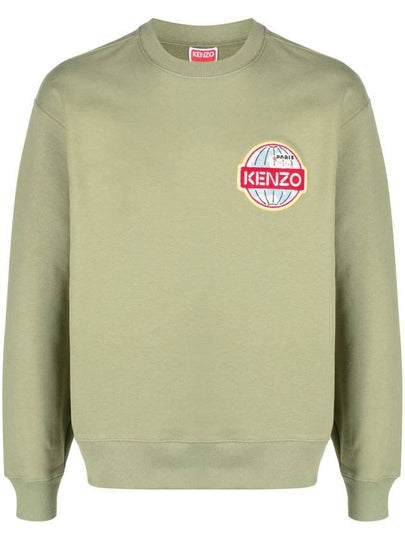 Men's Travel Logo Patch Cotton Sweatshirt Khaki - KENZO - BALAAN 2