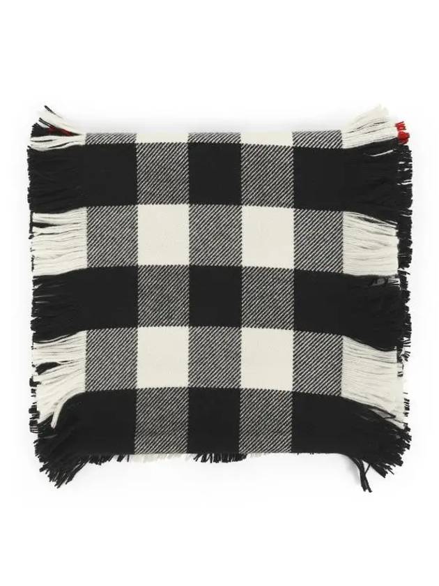 Fringe Check Wool Scarf Black - BURBERRY - BALAAN.