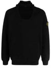 Gauzed Regular Fit Cotton Nylon Fleece Hoodie Black - STONE ISLAND - BALAAN 2