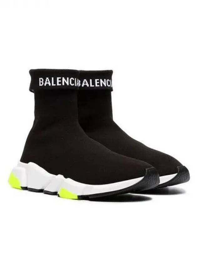 Speed ​​Cuffed Logo High Top Sneakers Neon Yellow Black - BALENCIAGA - BALAAN 2