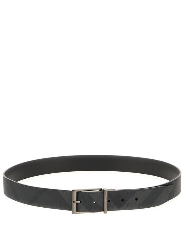 Reversible Checkered Printed Buckle Leather Belt Black - BURBERRY - BALAAN 2