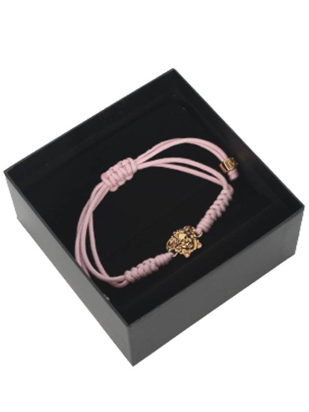 Gold Medusa Cotton Bracelet Pink - VERSACE - BALAAN 8