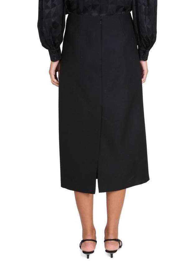 Women's Draping Wool H-Line Skirt Black - GUCCI - BALAAN 5