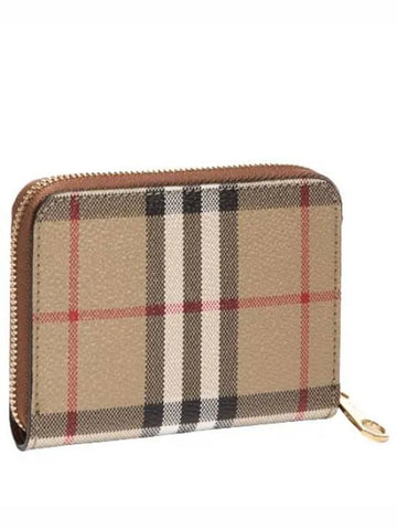 Check Leather Zipper Wallet Women - BURBERRY - BALAAN 1