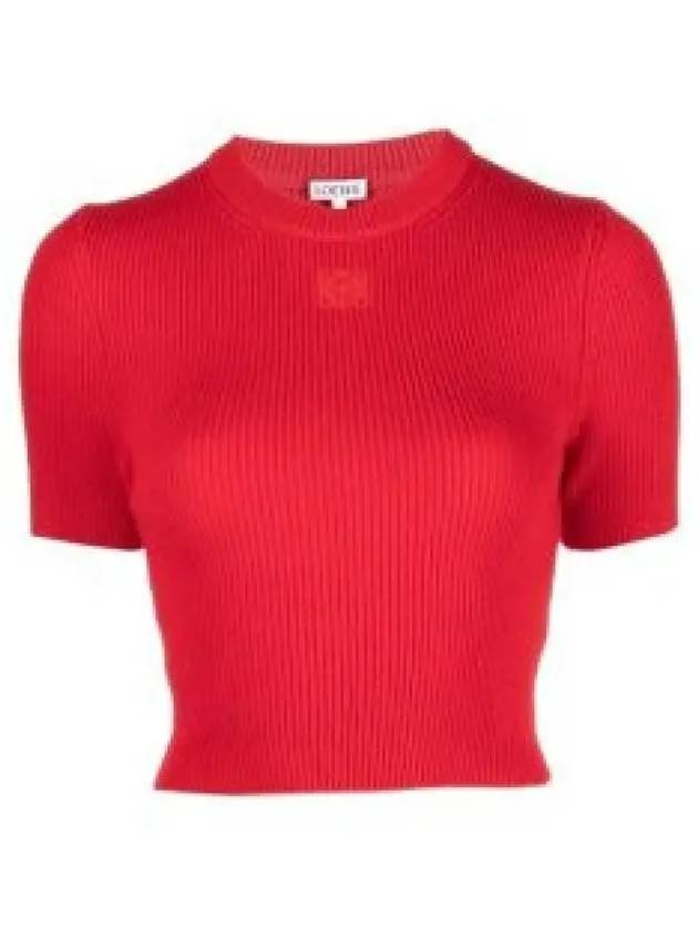 Cashmere Crop Knit Top Red - LOEWE - BALAAN 2