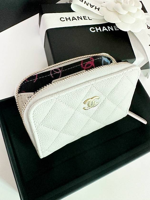 Classic zipper card wallet caviar white AP0216 - CHANEL - BALAAN 10