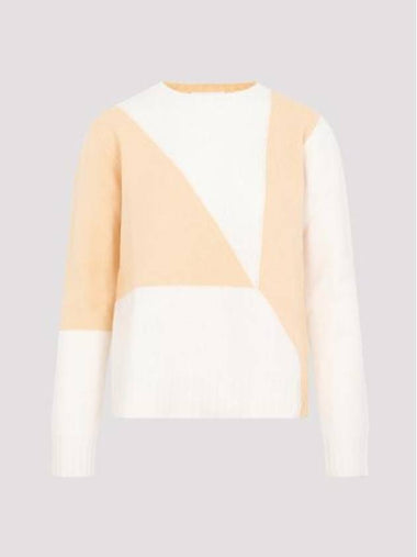 Two Tone Jacquard Wool Knit Top Orange - JIL SANDER - BALAAN 1