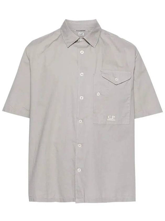 Cotton Popeline Short Sleeve Shirt Grey - CP COMPANY - BALAAN 2