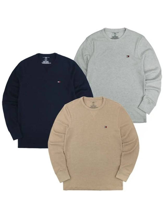 Waffle crew neck long sleeve tshirt long sleeve navy gray - TOMMY HILFIGER - BALAAN 1