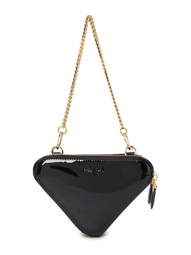 Triangular Patent Leather Mini Pouch Bag Black - PRADA - BALAAN 4