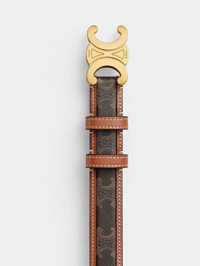 Women's Medium Triomphe Canvas Calfskin Belt Brown - CELINE - BALAAN 2