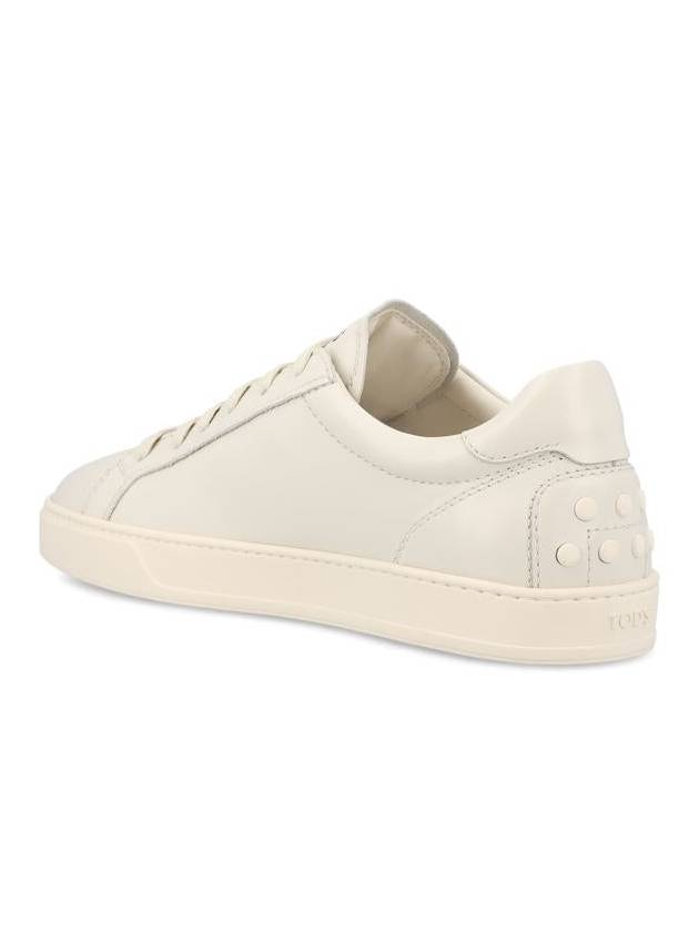 Men's Lace Up Leather Low Top Sneakers Milk White - TOD'S - BALAAN 4