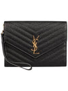 Grain De Poudre Cassandre Clutch Bag Black - SAINT LAURENT - BALAAN 3