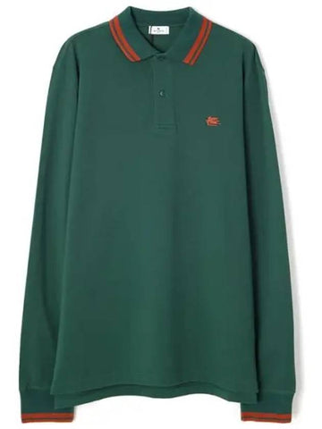 Pegaso Long Sleeve Polo Shirt Green - ETRO - BALAAN 1