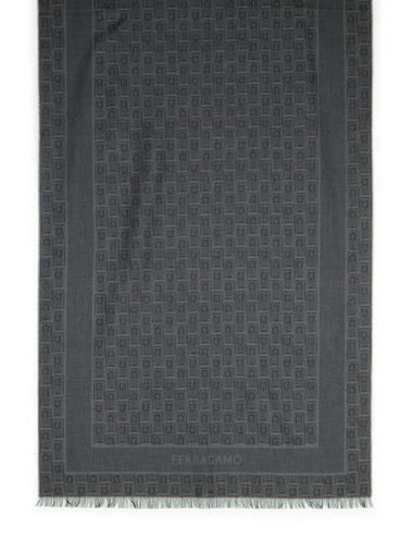 Monogram Jacquard Stole Muffler Black - SALVATORE FERRAGAMO - BALAAN 1