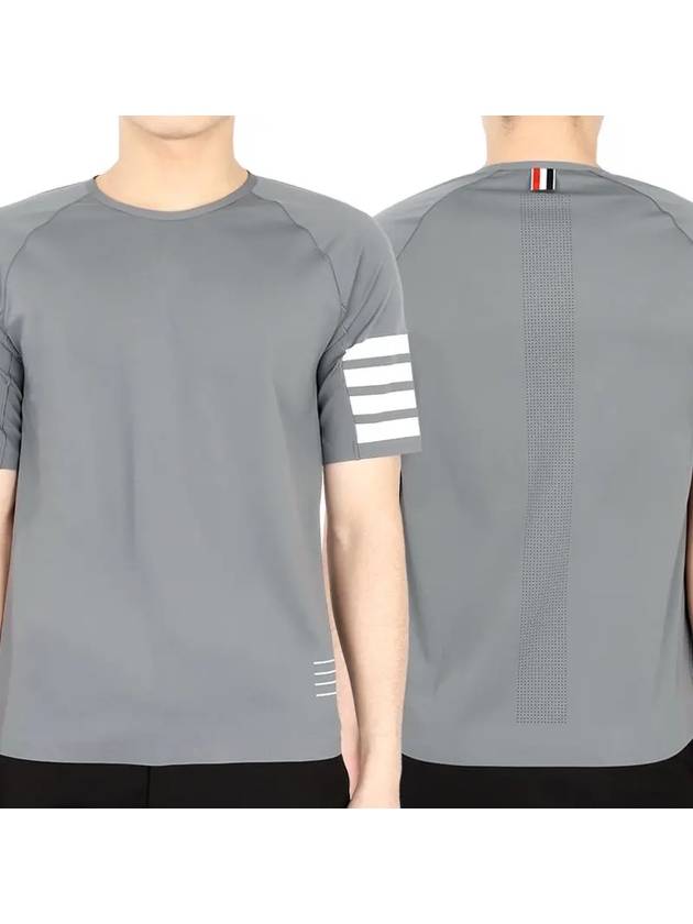 4-Bar Stripe Crew Neck Short Sleeve T-Shirt Grey - THOM BROWNE - BALAAN 3