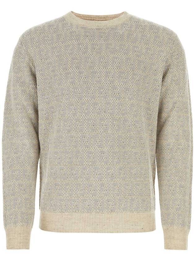 All-Over Logo Crew Neck Knit Top Beige - FENDI - BALAAN 1