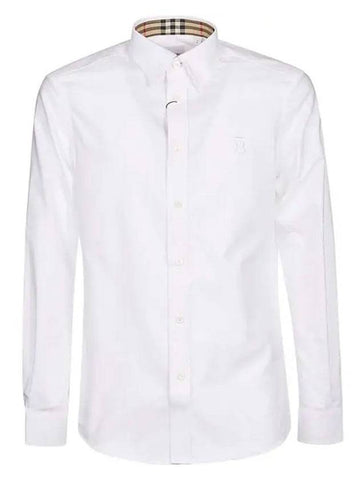 Monogram Motif Poplin Long Sleeve Shirt White - BURBERRY - BALAAN.