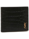 Crocodile Pattern Monogram Half Wallet Black Gold - SAINT LAURENT - BALAAN 2