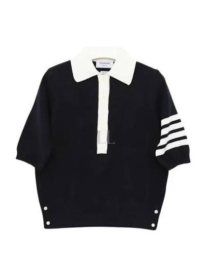 Cotton 4-Bar Hector Polo T- Shirt Navy - THOM BROWNE - BALAAN 2