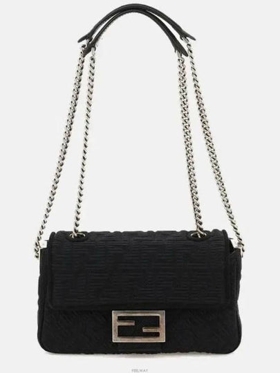 Baguette FF Fabric Chain Mini Bag Black - FENDI - BALAAN 2