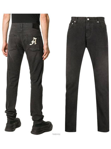 Logo Back Print Denim Jeans Black - ALEXANDER MCQUEEN - BALAAN 1